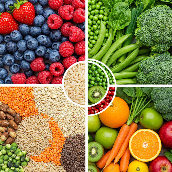 Obst, Gemüse, Vollkornprodukte